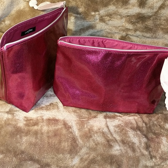 Two Lancome Paris Make up Cosmetic Bag Pink - Picture 3 of 6